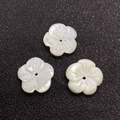 Natural white mother of pearl flower beads with iridescent finish and center hole - Style 5 (12mm)