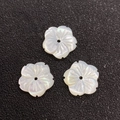 Natural white mother-of-pearl shell 5-petal flower beads with iridescent finish - Style 8 (10mm)