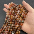 Faceted natural agate beads in deep red and brown tones for DIY jewelry making - Red Agate No.1