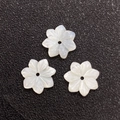 Three premium mother of pearl flower beads for DIY jewelry with rainbow luster - Style 10 (12mm)