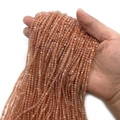 Orange pink faceted sunstone round beads for DIY bracelet jewelry making 2-3mm - Sunstone