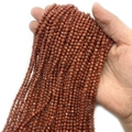Brown goldstone faceted round beads strands with shimmering metallic luster for jewelry - Gold Sandstone