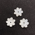 Three white natural shell flower beads with petal texture for DIY jewelry making - Style 12 (10mm)