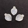 Three white mother-of-pearl leaf-shaped beads for DIY jewelry making in a radial layout - Style 15 (12mm)