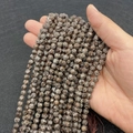 Faceted natural brown agate stone beads with snowflake pattern for DIY jewelry making - Coffee Sparkle