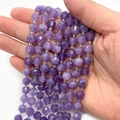 Polished faceted purple amethyst gemstone beads for jewelry making DIY projects - 8mm / Amethyst