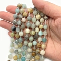 Faceted natural green stone 8mm hexagonal beads for DIY jewelry making - Amazonite