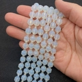 Faceted milky white opal glass loose beads for DIY jewelry making and bracelet supplies - 6mm / 1 Piece / Opal