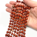 Faceted red jasper stone beads for DIY jewelry with natural stone texture and red finish - Rainbow Stone