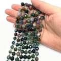 Faceted 8-10mm natural malachite and agate stone beads for DIY jewelry making - India Agate