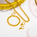 Three-piece minimalist gold stainless steel jewelry set including necklace bracelet and earrings - Set / 18K Gold