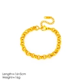 Minimalist gold circle link bracelet with lobster clasp and adjustable chain for women - Bracelet / 18K Gold