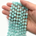 Faceted light blue amazonite gemstone beads for DIY jewelry making and crafts - Chalcedony