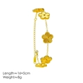 Bracelet fleurs en acier inoxydable doré 18k avec fermoir mousqueton et chaîne ajustable - Bracelet Fleur À Cinq Pétales Laser / Acier Inoxydable 304 Plqué Or 18k