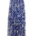 Perles cylindriques en pierre sodalite bleue avec texture veinée pour bijoux DIY - 2x4mm (1 Rangée) / Sodalite