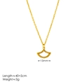 18k gold plated stainless steel fan necklace with sparkling zircon pavé for women - 18K Gold / Skirts