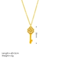 18k gold plated key pendant necklace with diamond flower head and adjustable chain - 18K Gold / Key
