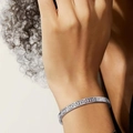 Silver stainless steel bangle featuring an intricate Greek Key engraved pattern with clasp - 18K Gold / Steel Color Hollow Greek Key