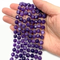 Faceted purple natural stone beads for DIY jewelry making, 8mm-10mm chalcedony strands - Purple Crystal