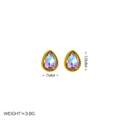 Boucles d'oreilles minimalistes en forme de poire avec cristal irisé étincelant - Boucles d'oreilles dorées