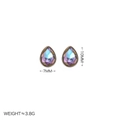 Boucles d'oreilles minimalistes en cristal coloré en forme de poire avec zircon arc-en-ciel - Boucles d'oreilles couleur acier