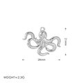 Colgante de pulpo plateado con textura de tentáculos y marcas de dimensiones - Solo Colgante / Plateado