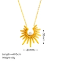 Collar vintage de acero inoxidable chapado en oro de 18K con colgante de girasol y cristal - Collar Simple Girasol Strass Dorado