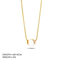 Minimalistische Goldhalskette mit 15mm Perlenanhänger für Damen, Länge 40+5cm - Einzelne Runde Schlangenkette / Gold + Weiße Perle