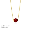 Minimalistische Goldkette mit 15mm tiefrotem Perlenanhänger für Damen - Einzelne Runde Schlangenkette / Gold + Rote Perle