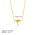 Goldene Edelstahl-Knotenhalskette mit Perlenanhänger für Damen, 1,9 cm Detailgröße - Halskette / Goldene Halskette Mit Perle