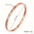 Vintage rose gold stainless steel cuff bracelet with Greek fret cut-out design - 18K Gold / Rose Gold