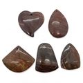 Anhänger aus Naturachatstein in Herz- und Tropfenform mit polierter brauner Textur - 015 Versteinertes Holz Set