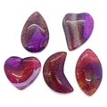 Anhänger aus natürlichem Crackle-Achat in Herz- und Tropfenform für DIY-Schmuckherstellung - Tiefviolett Ziegelrot Verlauf Drachenschuppen Stil (027) / 35-55mm (5 Stück)