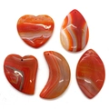 Natürliches rotes Achat-Anhänger-Set mit Herz- und Tropfenform für DIY-Schmuckherstellung - Orangerote Gebänderte Textur (017) / 35-55mm (5 Stück)