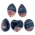 Set aus natürlichen Achat-Anhängern in Herz- und Tropfenform für DIY-Schmuck - Schwarz-Rosa Sakura-Achat (049) / 35-55mm (5 Stück)