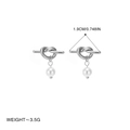 Silberne Knoten-Ohrstecker mit hängenden Perlen, 1,9 cm lang und mit leichtem Design - Stahlfarbene Ohrstecker Mit Perle