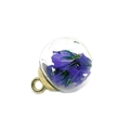 Spherical clear glass pendant with purple dried flowers and antique gold metal cap - Purple (No.1)