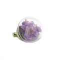 Clear round glass globe pendant with purple dried flower petals and gold-tone metal cap - Rose Red (No.4)