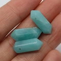 Set van drie zeshoekige amazoniethangers in lichtblauw voor DIY-sieraden maken - 8x20mm / Amazoniet