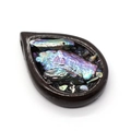 Tropfenanhänger mit Perlmutt-Inlay in dunklem Rahmen für DIY-Halsketten Design - Irisierende Abalone-Muschel-Splitter Modell (Nr. 1)