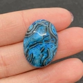 Gepolijste ovale blauwe tijgeroog steen cabochon met natuurlijke zwarte strepen - Turkoois Patroon (Nr. 4)