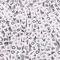 Cubic white acrylic alphabet beads with black letters for DIY children jewelry making - Alphabet / 50 Pieces / White with Black Letters