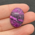 Ovale paarse en zwarte tijgeroog edelsteen voor DIY sieraden maken en ontwerpen - Sugiliet Patroon (Nr. 5) / 18x25mm