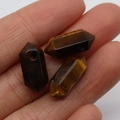 Hexagonal tiger eye stone pendants with natural yellow-brown stripes for DIY jewelry - 8x20mm / Tiger's Eye