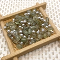 Golden stainless steel chain with light green natural stones and white ABS pearls - Irregular Size Roll / Light Green Stone Style (2)