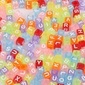 Mix of colorful acrylic alphabet cube beads for DIY children's jewelry making - Alphabet / 50 Pieces / Bright Colorful Base White Letter