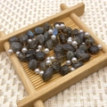 Golden stainless steel chain with blue labradorite and white ABS pearls per roll - Irregular Size Roll / Grey Blue Labradorite