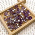 Golden stainless steel chain featuring purple amethyst stones and white pearls - Irregular Size Roll