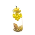 Handmade glass bottle pendant with yellow beads, sea shell and matching rubber stopper - 16x42mm / Yellow (No.3)