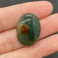 Ovale mosagaat edelsteen cabochon met diepgroene basis en roodbruine insluitingen - Mosagaat (Nr. 22) / 18x25mm